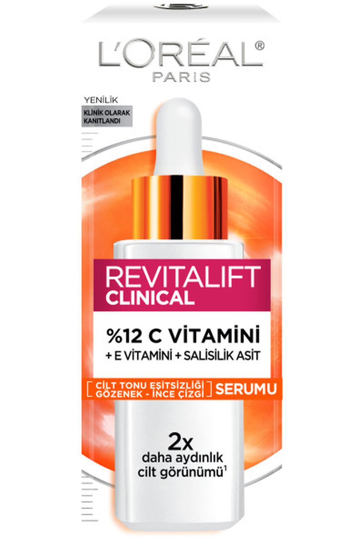 LOréal Paris Revitalift Clinical %12 Saf C Vitamini Aydınlatıcı, Ton Eşitleyici, Gözenek Karşıtı Serum 30 ml