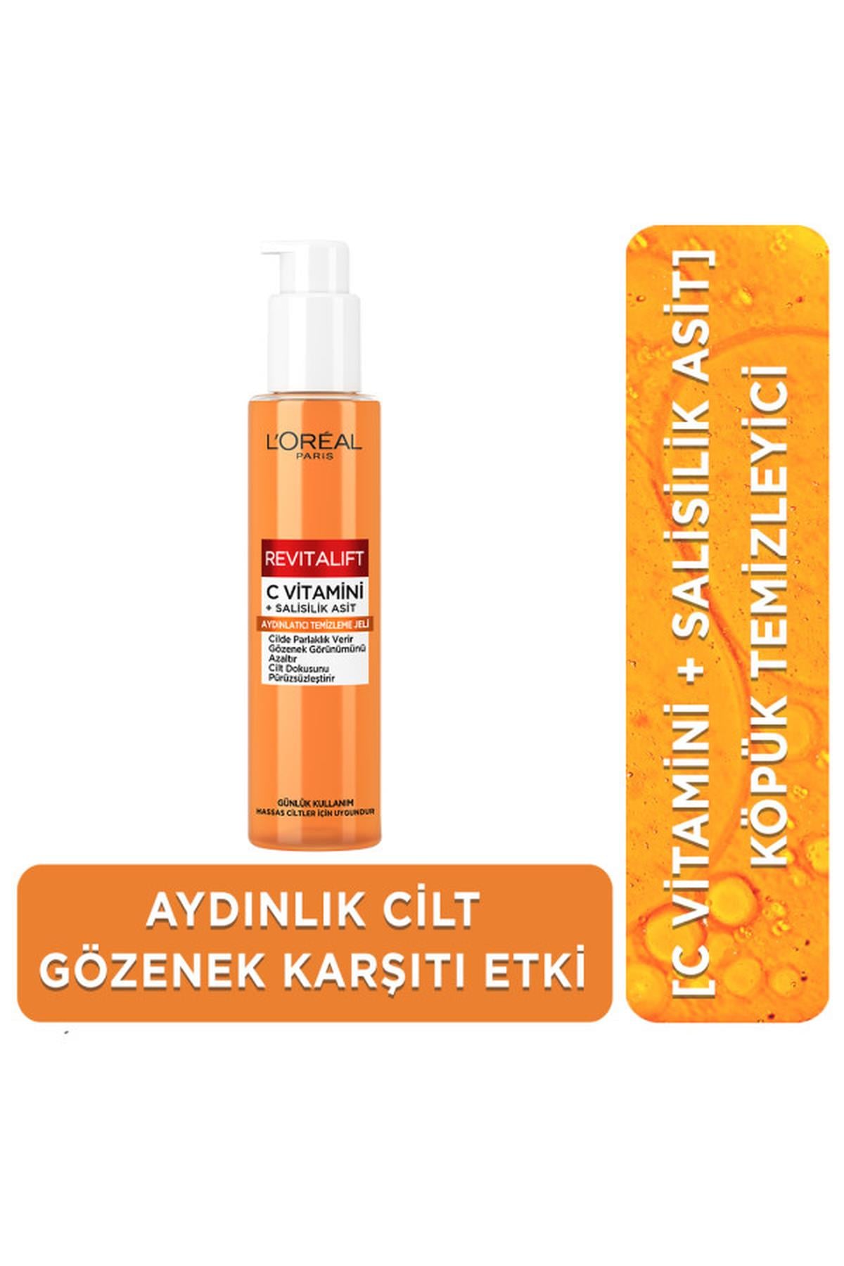 LOréal Paris Revitalift Clinical [C vitamini + Salisilik Asit] Gözenek Karşıtı, Aydınlatıcı Temizleme Jeli