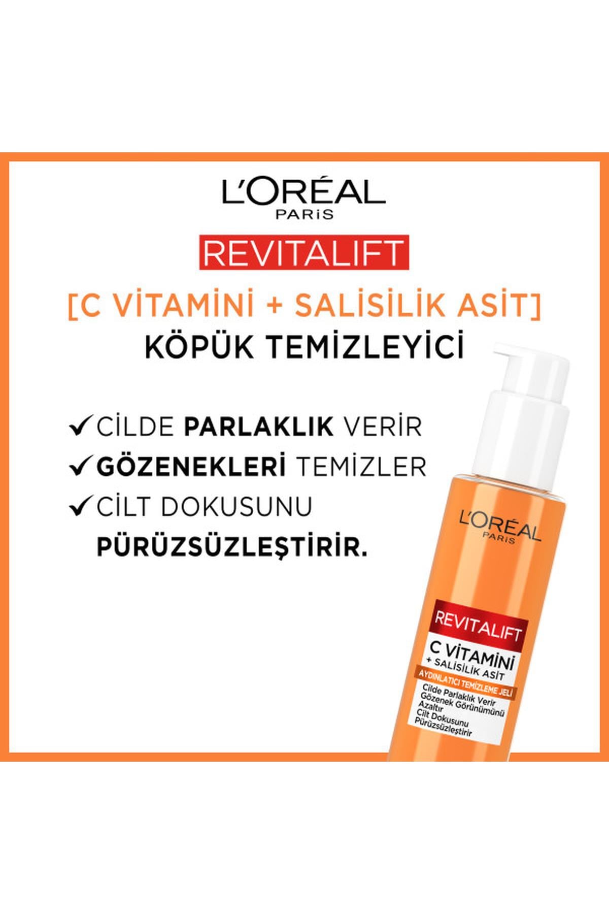 LOréal Paris Revitalift Clinical [C vitamini + Salisilik Asit] Gözenek Karşıtı, Aydınlatıcı Temizleme Jeli
