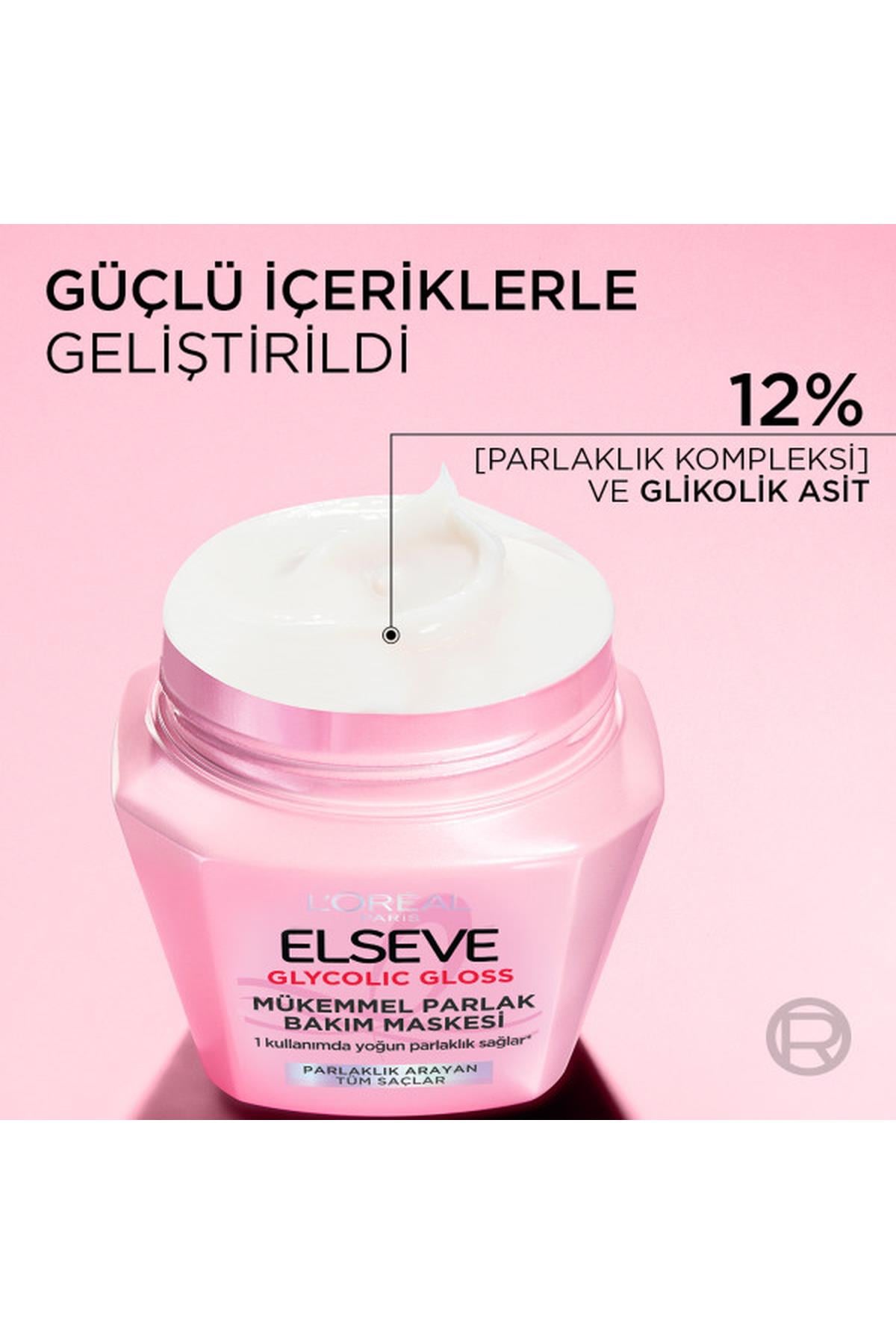 Loreal Paris Elseve Glycolic Gloss Mükemmel Parlaklık Veren Saç Bakım Maskesi 300 ml