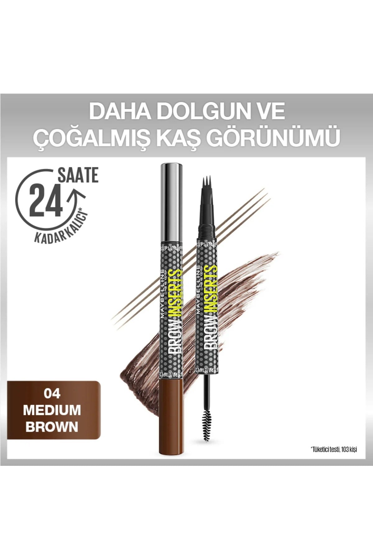 Maybelline New York Brow Insert Çift Uçlu Kaş Kalemi 04 Medium Brown