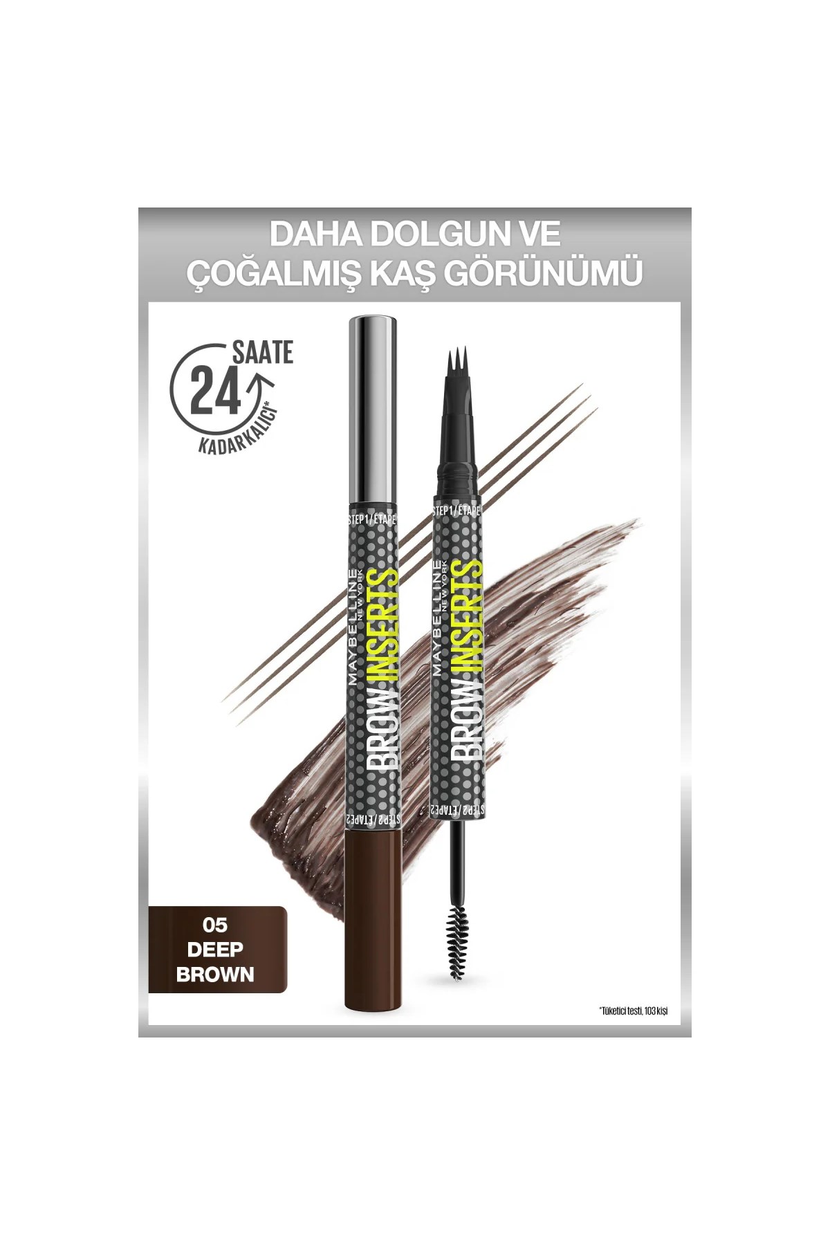 Maybelline New York Brow Insert Çift Uçlu Kaş Kalemi 05 Deep Brown