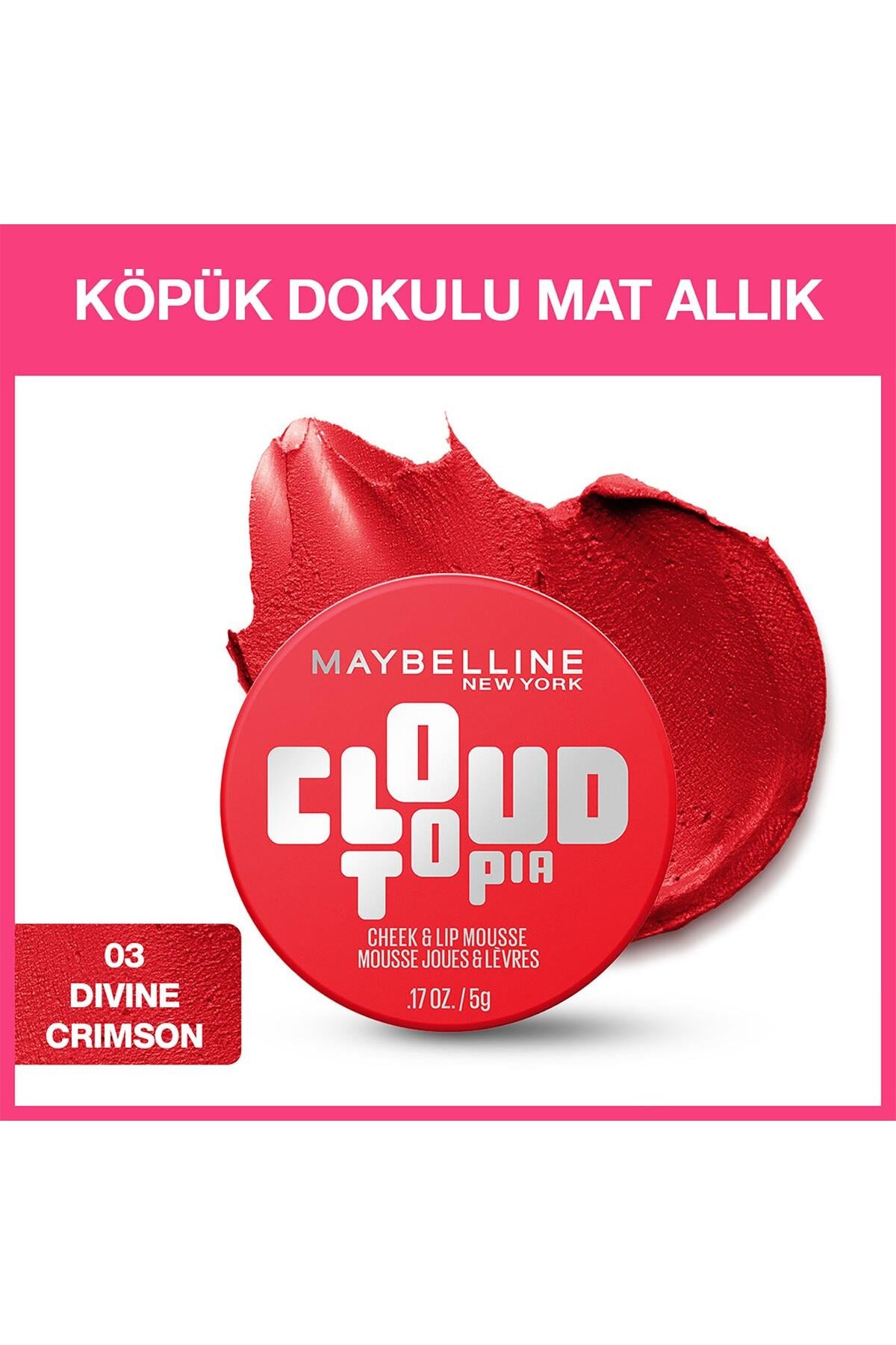 Maybelline New York Cloudtopia Köpük Dokulu Mat Allık 03 Divine Crimson