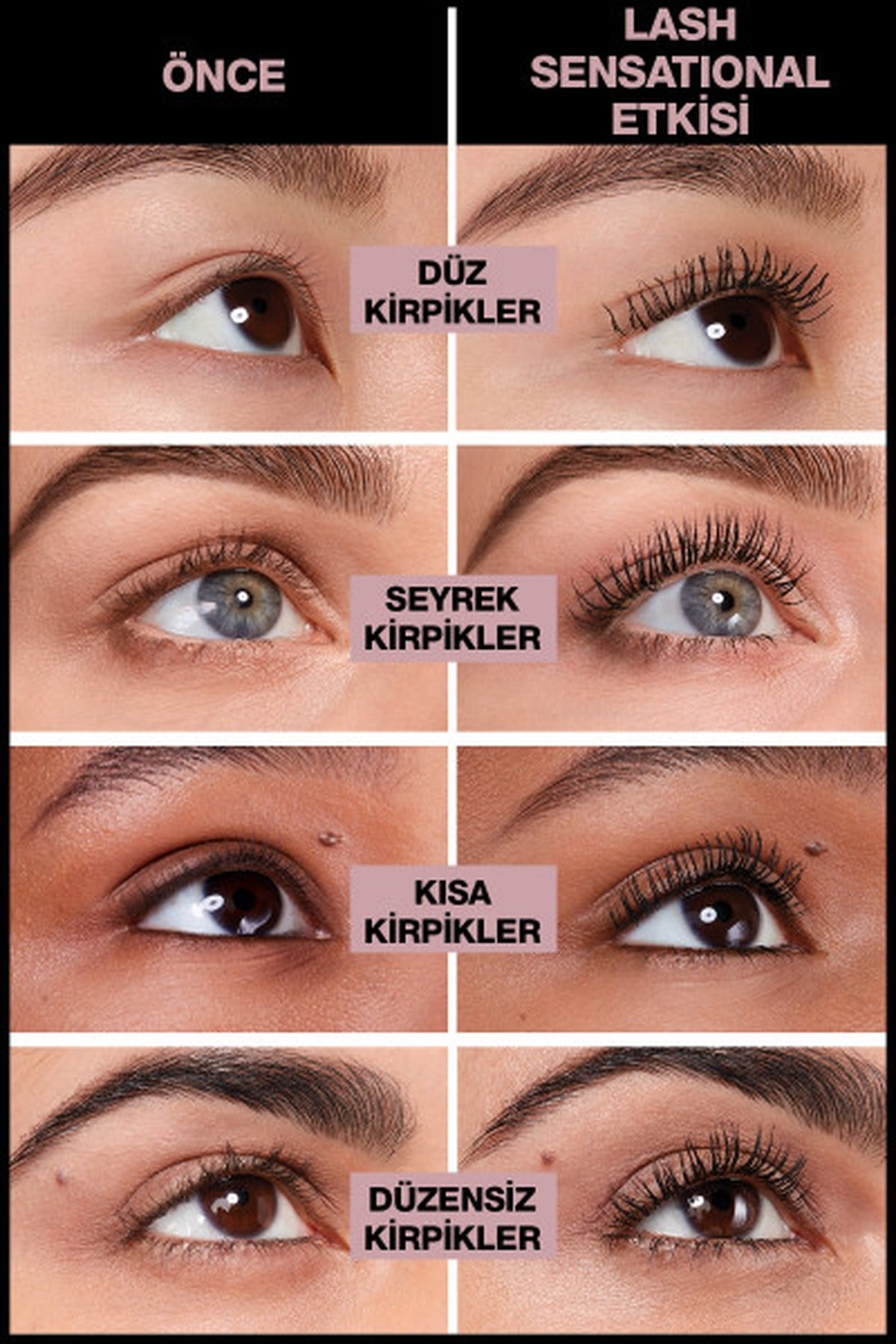 Maybelline New York Lash Sensational Yelpaze Etkili Suya Dayanıklı Siyah Maskara