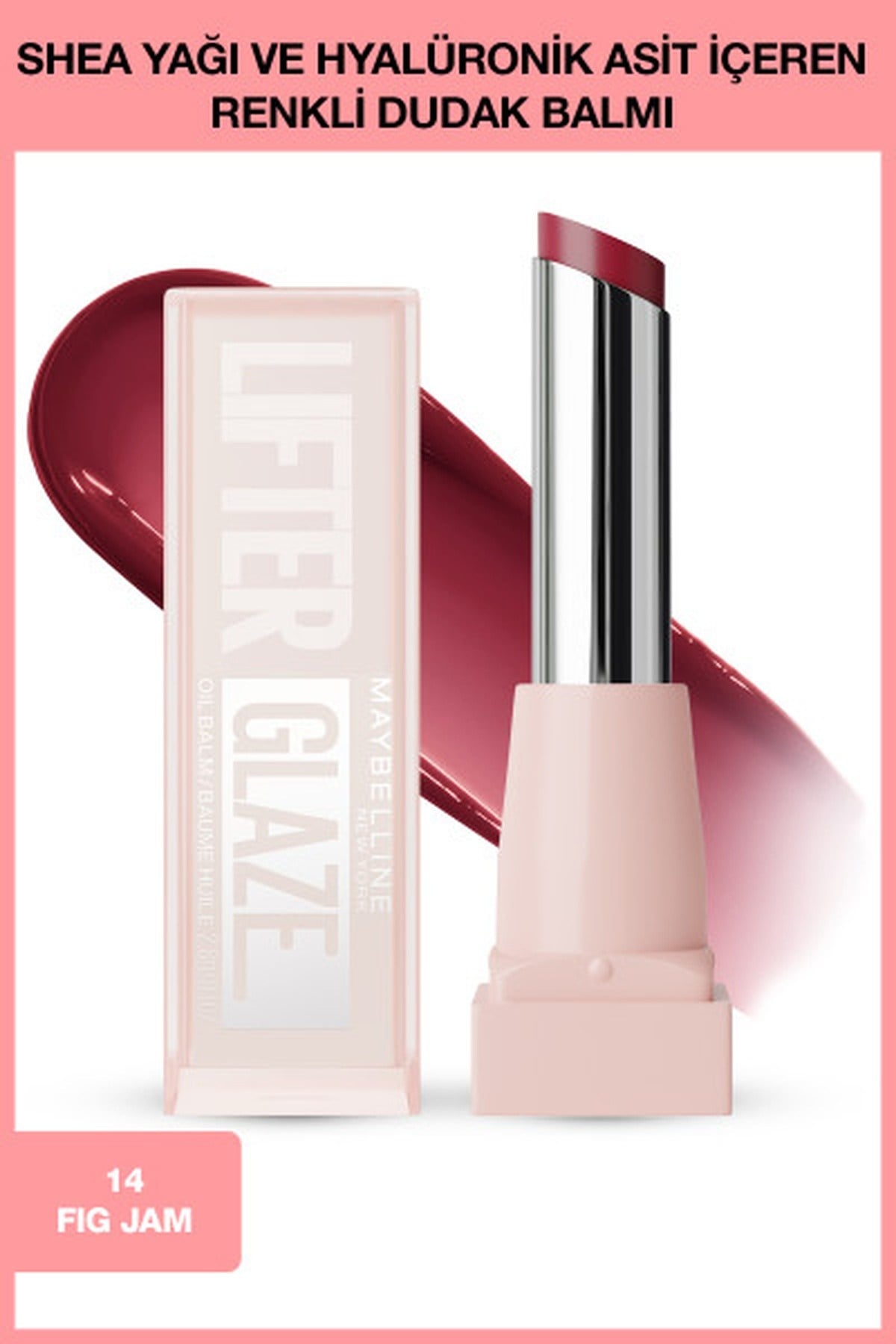 Maybelline New York Lifter Glaze Shea Yağı ve Hyalüronik Asit İçeren Renkli Dudak Balmı 14 Fig Jam