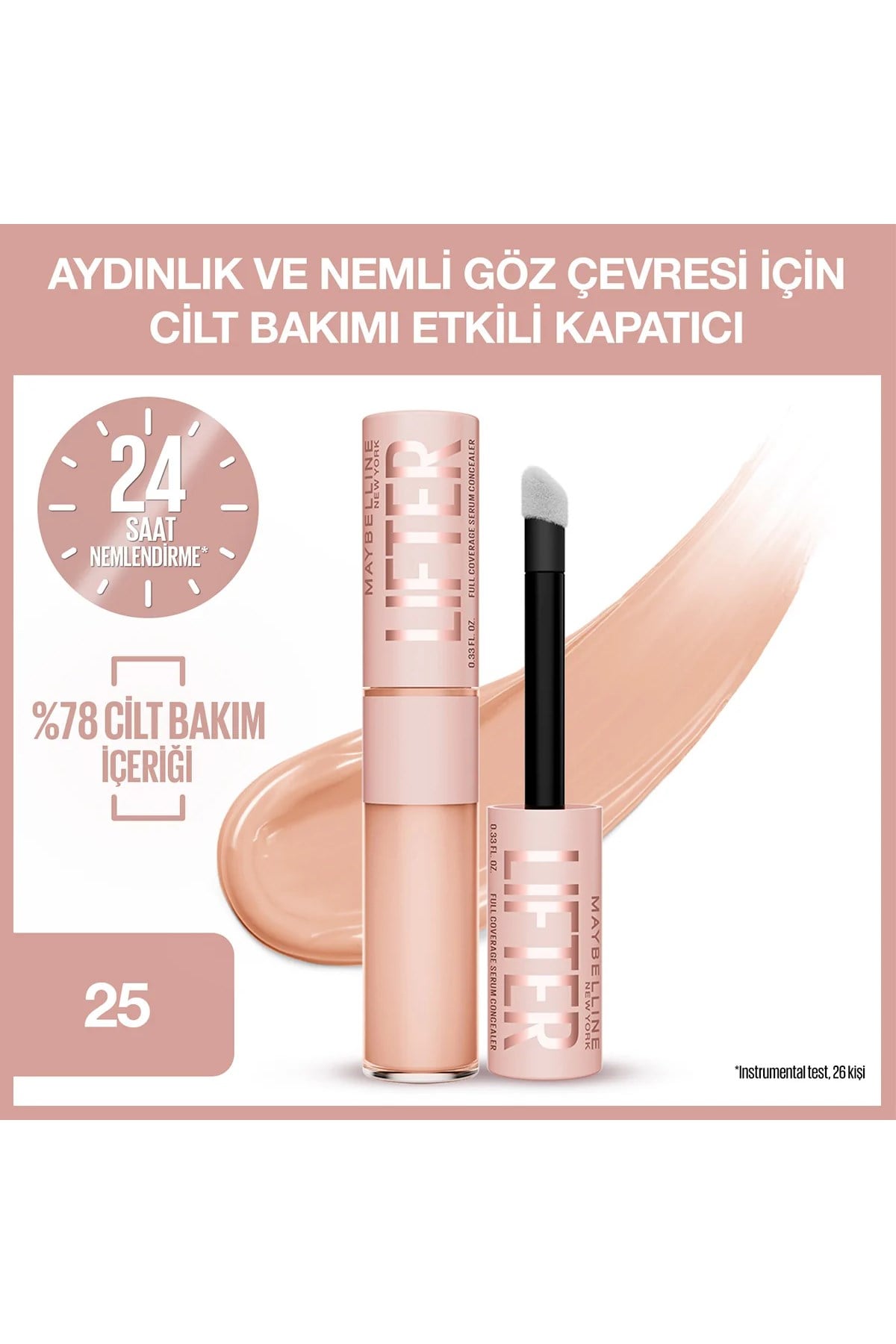 Maybelline New York Lifter Kafein ve Peptitler İçeren Nemlendiren ve Aydınlatan Kapatıcı - 25