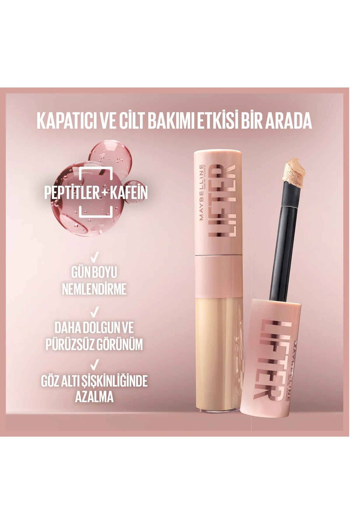 Maybelline New York Lifter Kafein ve Peptitler İçeren Nemlendiren ve Aydınlatan Kapatıcı - 30