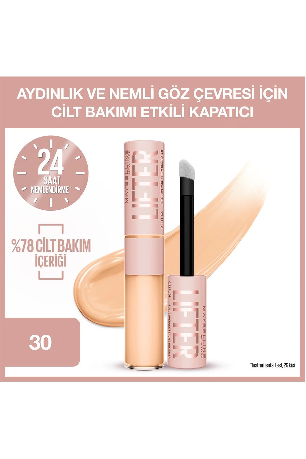 Maybelline New York Lifter Kafein ve Peptitler İçeren Nemlendiren ve Aydınlatan Kapatıcı - 30