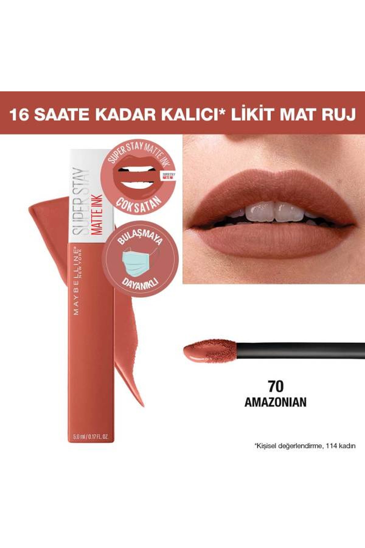 Maybelline New York Super Stay Matte Ink Unnude Likit Mat Ruj 70 Amazonian