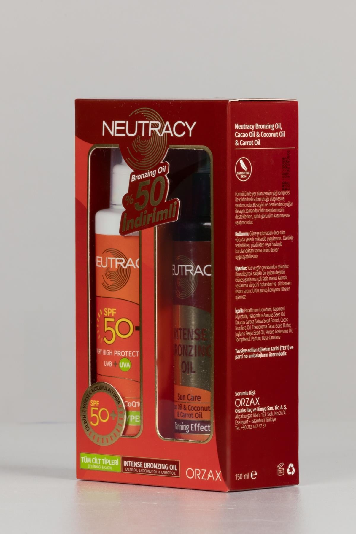 Neutracy Spf 50+ Güneş Koruyucu+Bronzing oil 150ml