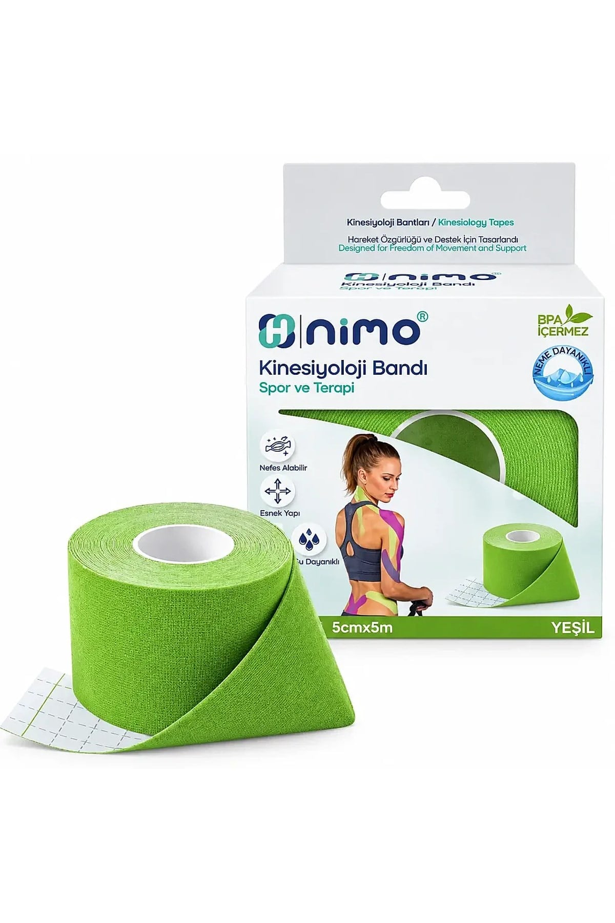 NİMONimo Kinesiyoloji Bandı (Ağrı Bandı) 5cm*5m Yeşil6938799212073