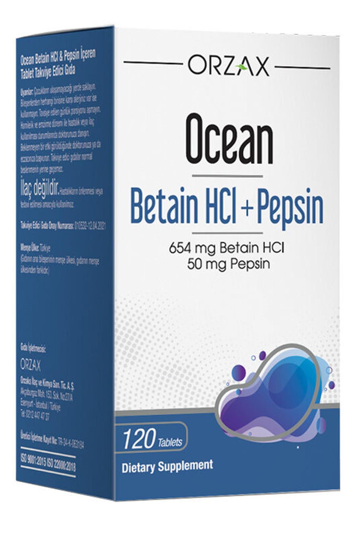 OCEANOcean Betain HCI+ Pepsin Takviye Edici Gıda 120 Tablet8697595872901