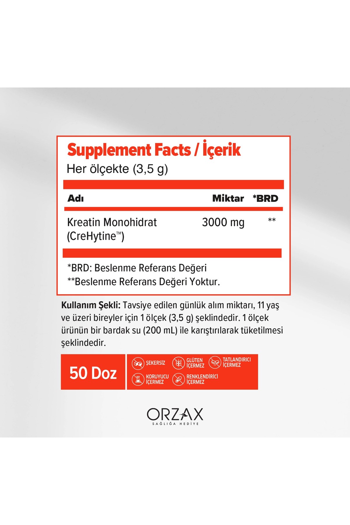 Ocean Kreatin 3000 mg Toz 50 Doz Takviye Edici Gıda
