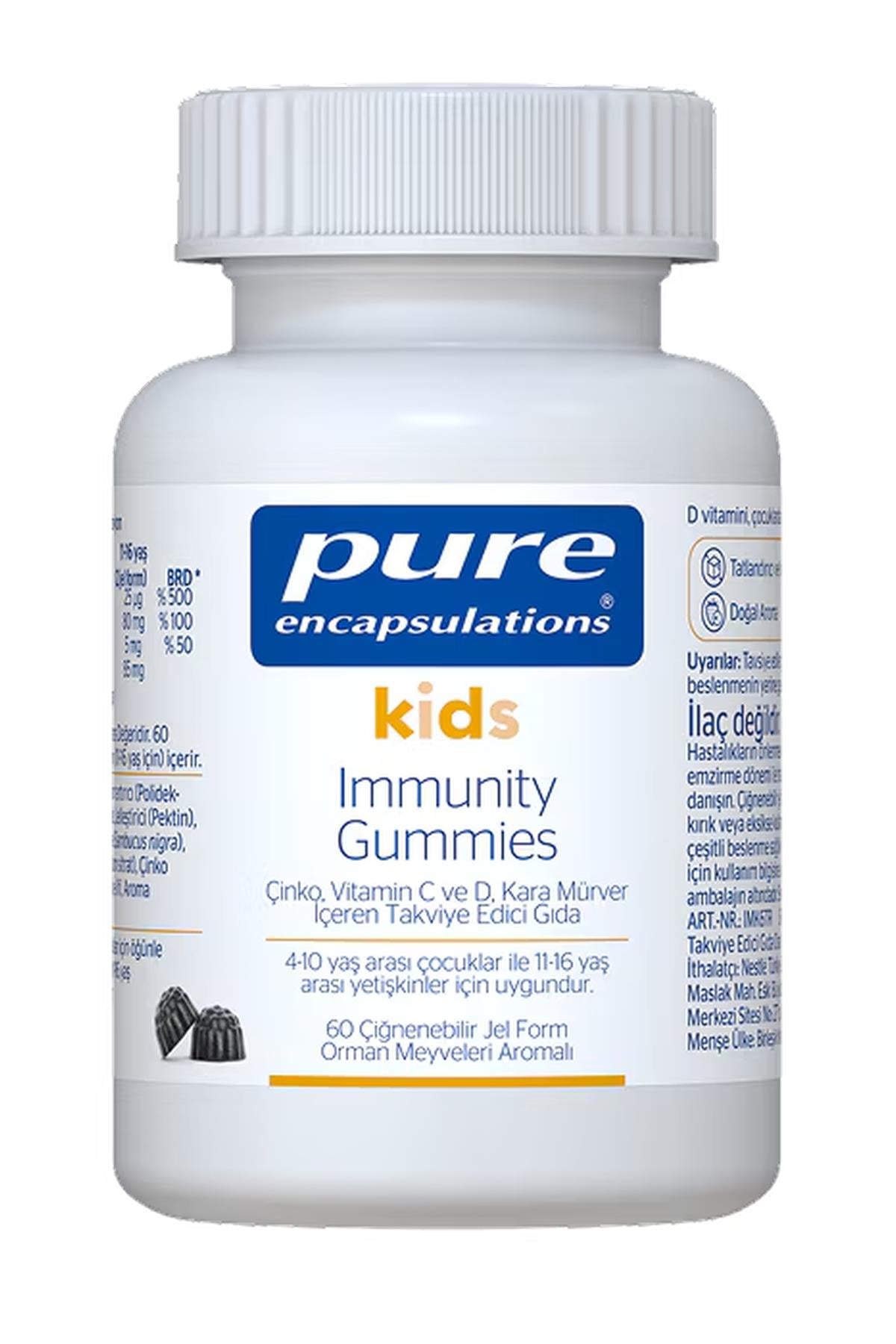 Pure EncapsulationsPure Encapsulations Kids Immunity Gummies | 60 Çiğnenebilir Jel Form8690632767666