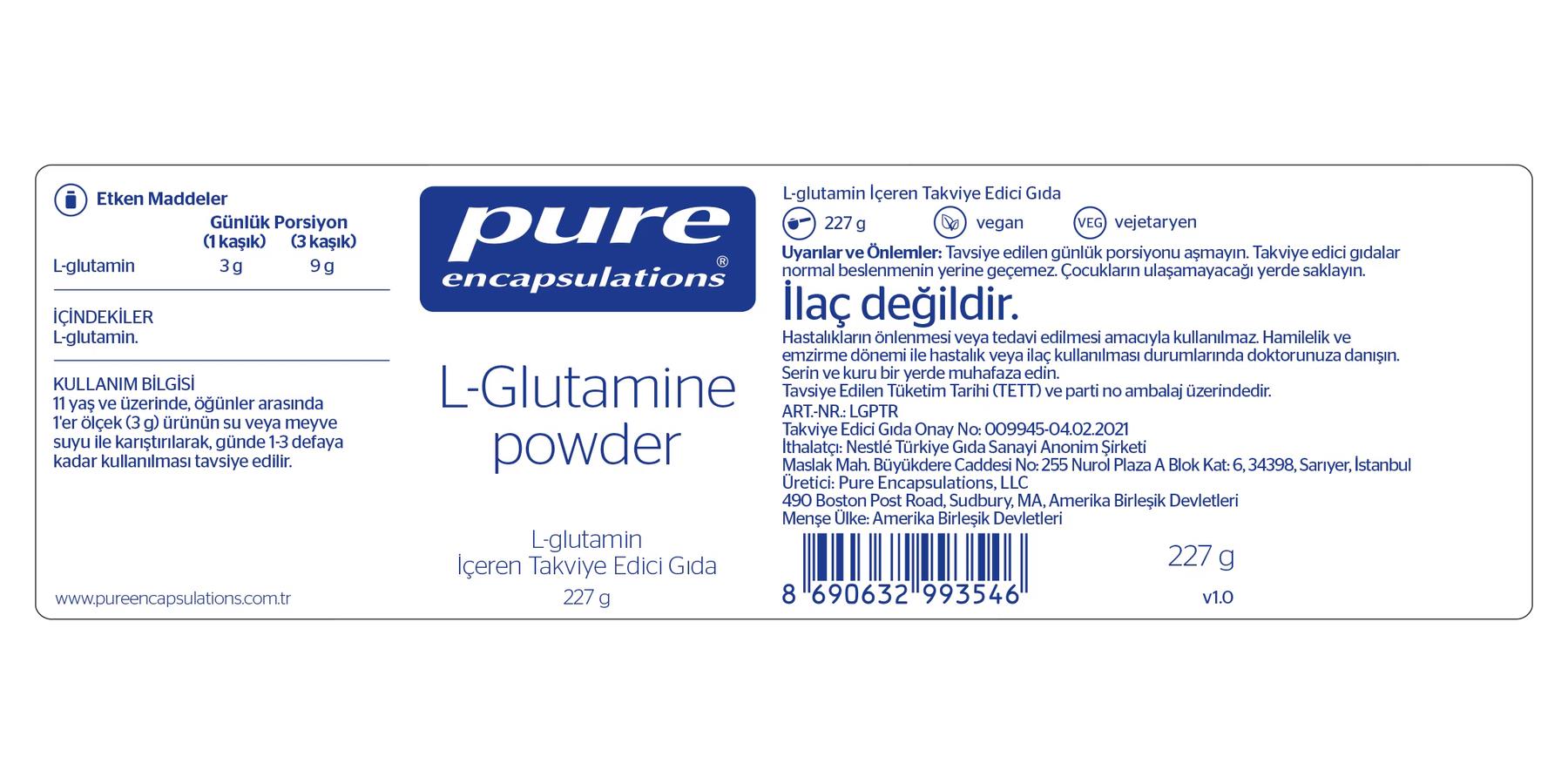 Pure Encapsulations L-Glutamine Powder 227 gr