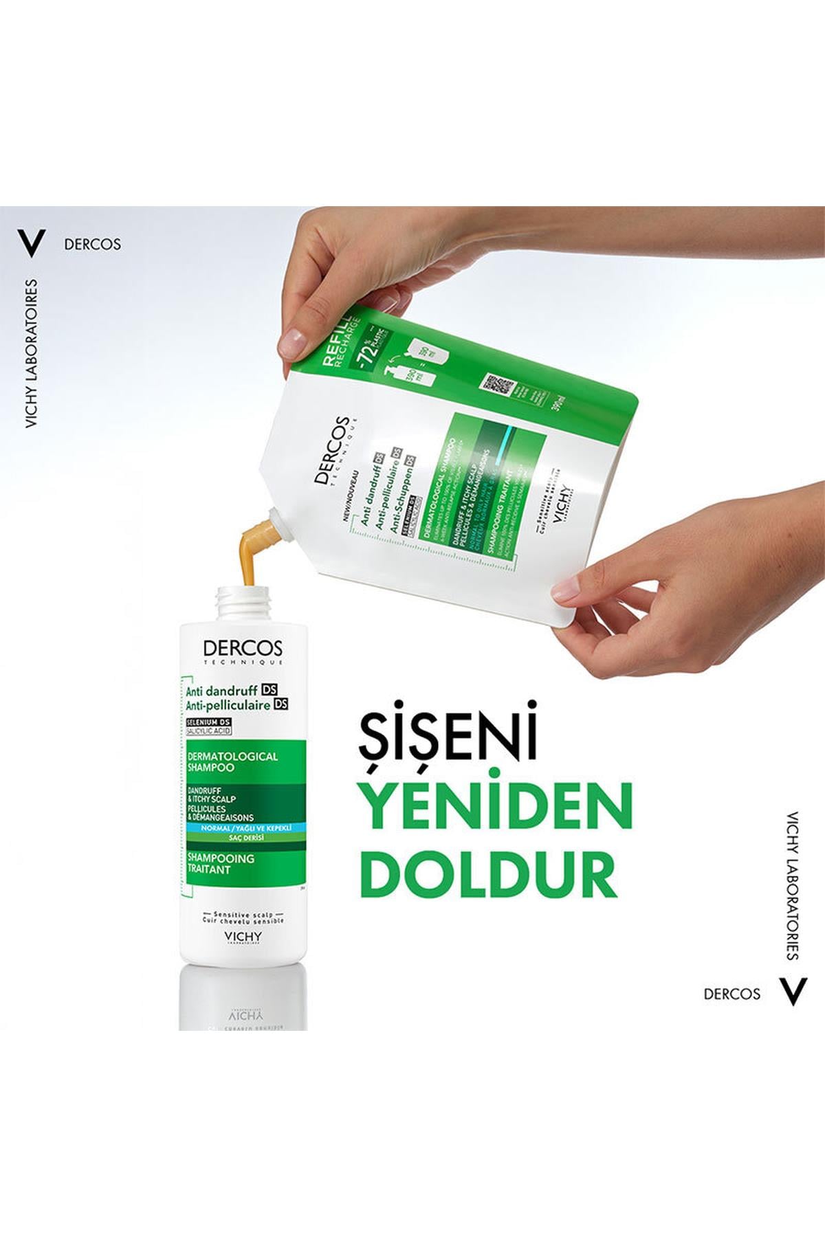 Vichy Dercos Anti Dandruff Kepek Karşıtı Şampuan 390 ml - Normal ve Yağlı Saçlar - Refill