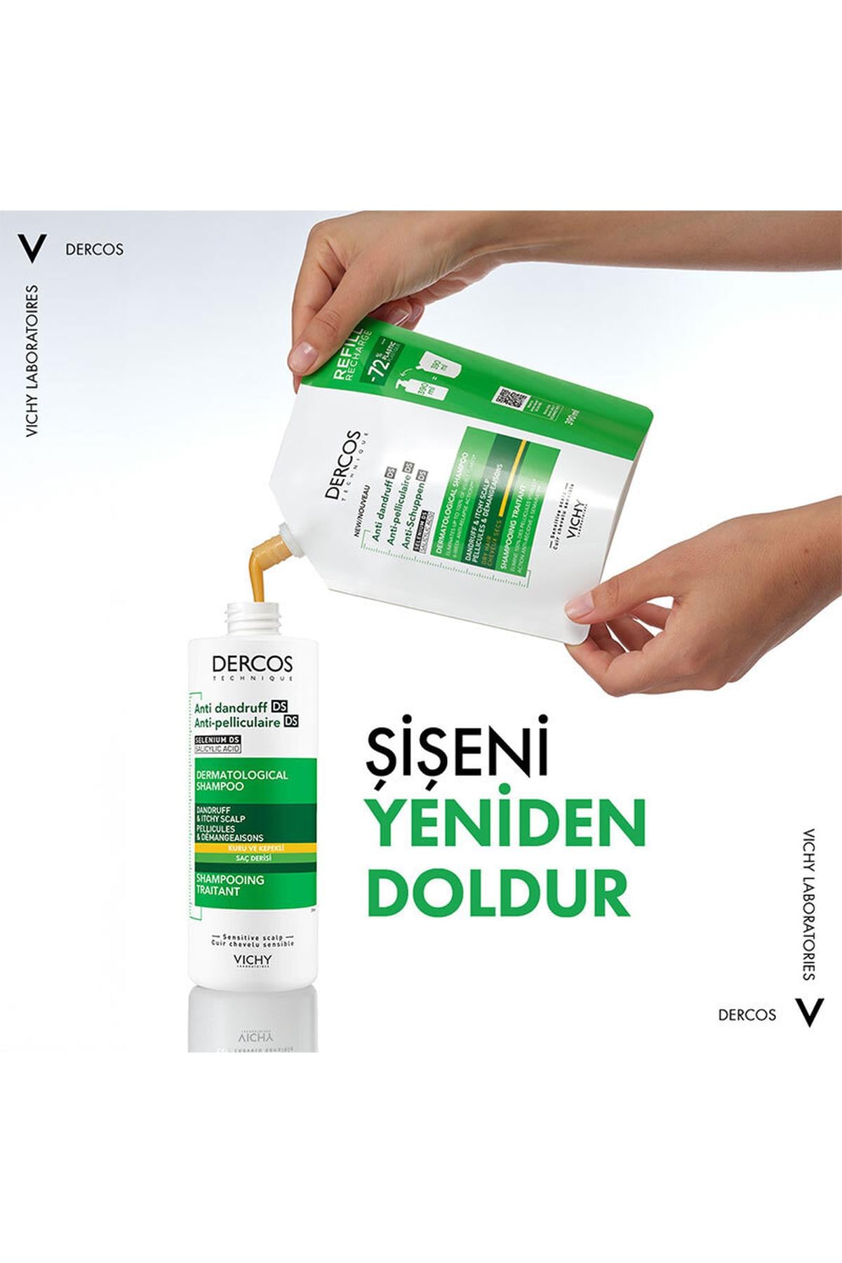 Vichy Dercos Anti Dandruff Kepek Karşıtı Şampuan 390ml - Kuru Saçlar - Refill