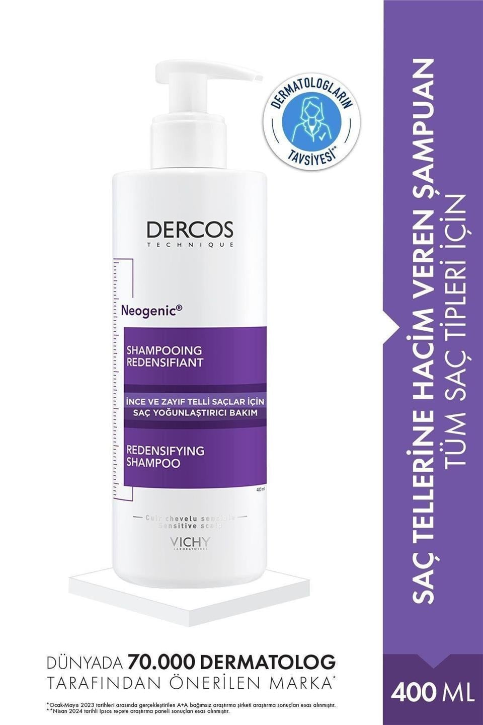 VICHYVichy Dercos Neogenic Shampoo Yoğunluk Ve Anında Hacim Sağlayan Şampuan 400 ml8690595192697