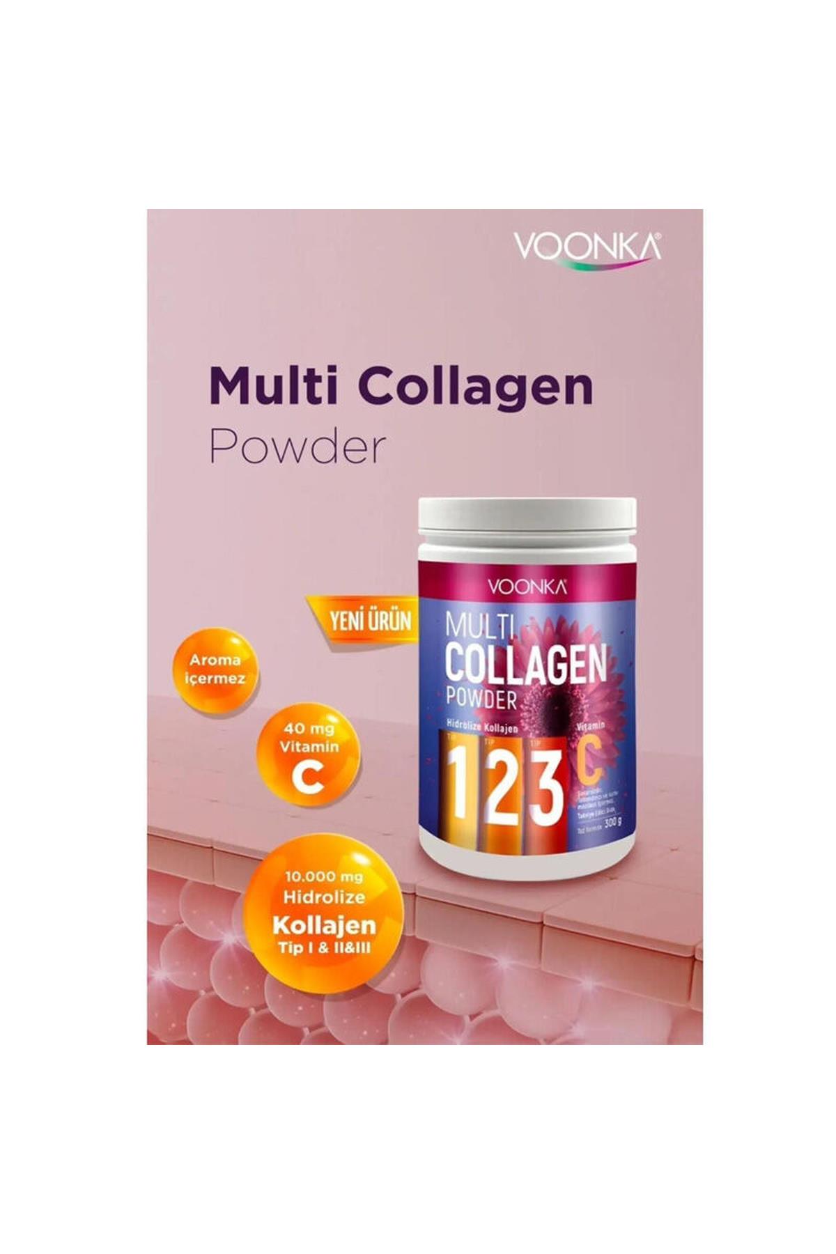 Voonka Multi Collagen Powder Hidrolize Kollajen Tip 1 2 3 Vitamin C 300gr