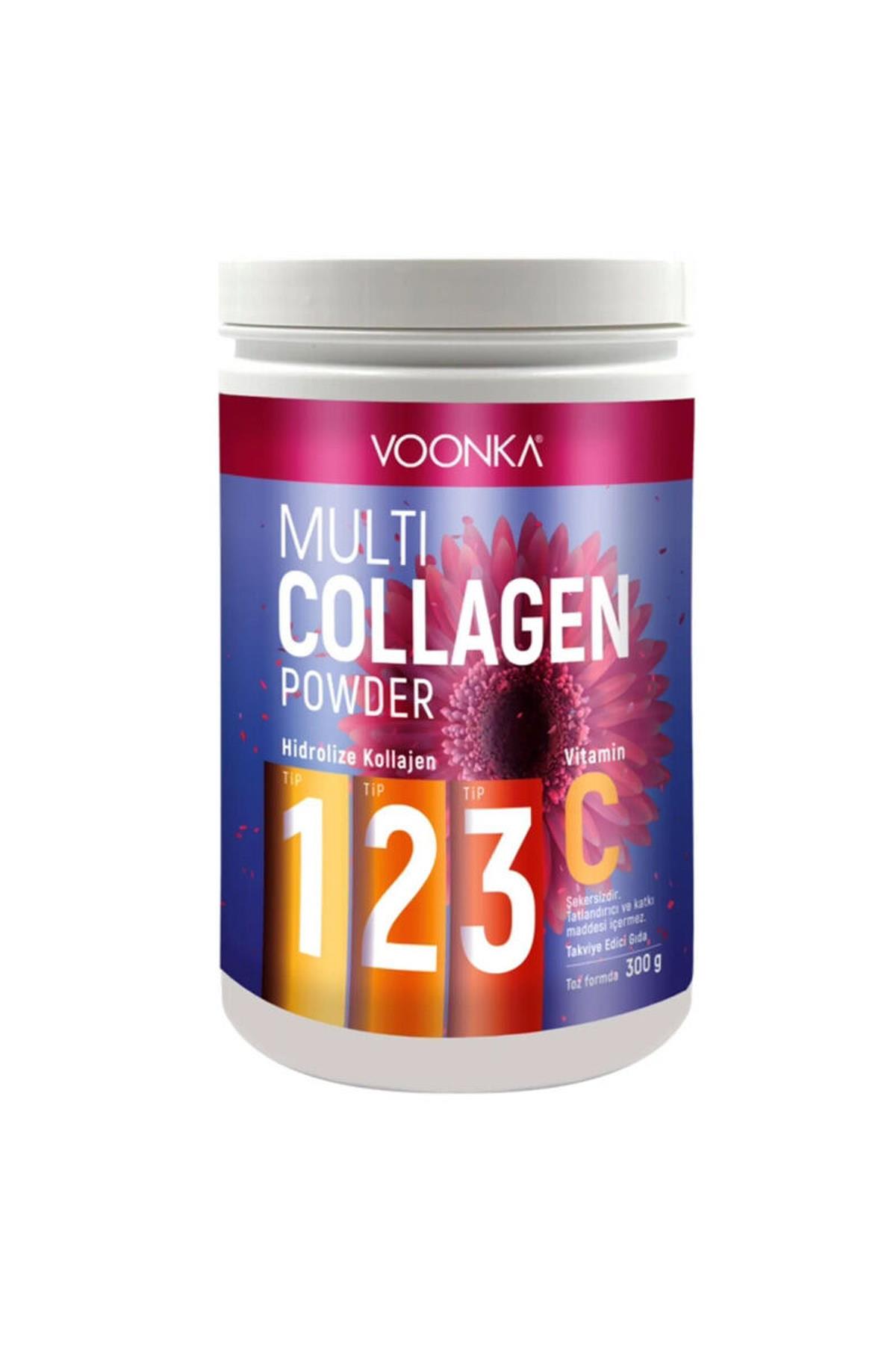 Voonka Multi Collagen Powder Hidrolize Kollajen Tip 1 2 3 Vitamin C 300gr