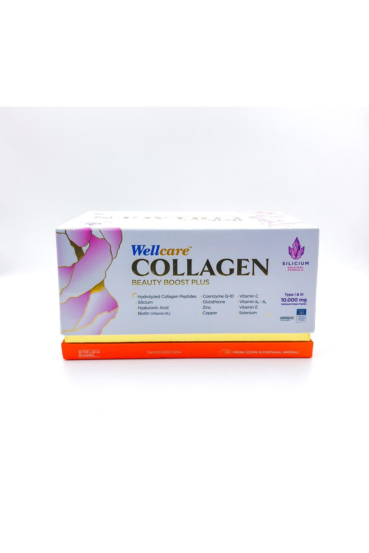 WELLCAREWellcare Collagen Beauty Boost Plus Frenk Üzümü-Portakal Aromalı 10.000 mg Likit 30 Tüp 30 Kapsül8699680650036