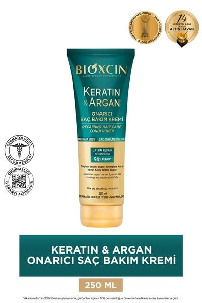 BİOXCİNBioxcin Keratin & Argan Onarıcı Saç Bakım Kremi 250 ml - Yıpranmış Ve Hassas Saçlar8680512631644