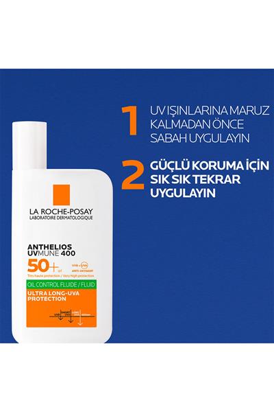 La Roche Posay Anthelios UVmune400 Oil Control Fluide SPF50+ Karma ve Yağlı İçin Yüz Güneş Kremi 50 ml