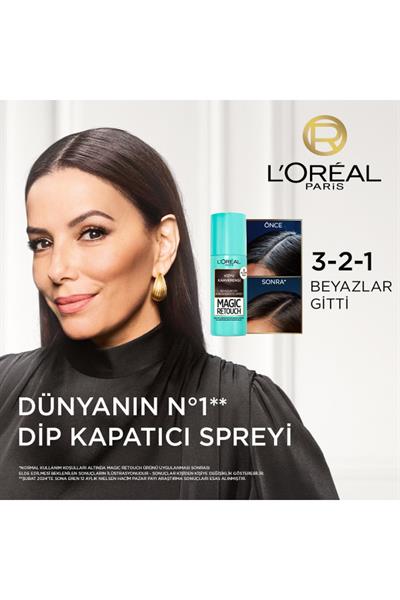 LOréal Paris Magic Retouch Beyaz Saçlar İçin Kapatıcı Siyah Saç Spreyi 75 Ml