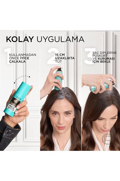 LOréal Paris Magic Retouch Beyaz Saçlar İçin Kapatıcı Siyah Saç Spreyi 75 Ml
