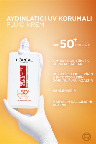 LOréal Paris Revitalift Clinical SPF 50+ Günlük Yüksek UV Korumalı Yüz Güneş Kremi 50ml