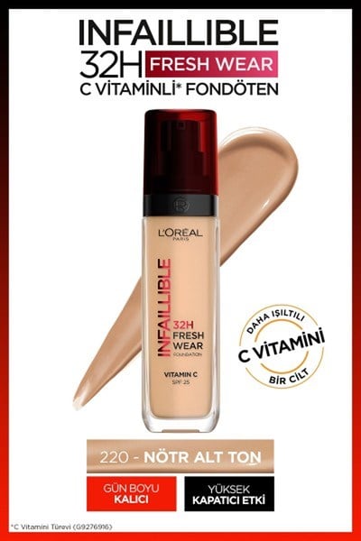Loreal Paris Infaillible 32H Fresh Wear C Vitaminli Fondöten 220 Sand