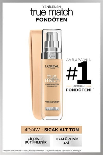 Loreal Paris True Match Bakım Yapan Fondöten 4.D/4.W Sıcak Alt Ton