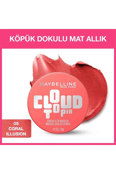 Maybelline New York Cloudtopia Köpük Dokulu Mat Allık 05 Coral Illusion