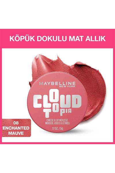 Maybelline New York Cloudtopia Köpük Dokulu Mat Allık 08 Enchanted Mauve