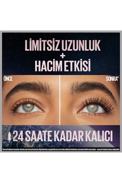 Maybelline New York Lash Sensational Sky High Suya Dayanıklı Waterproof Maskara Ekstra Siyah