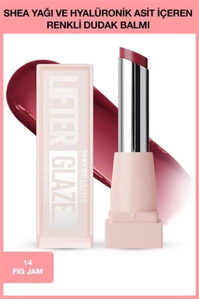 Maybelline New York Lifter Glaze Shea Yağı ve Hyalüronik Asit İçeren Renkli Dudak Balmı 14 Fig Jam