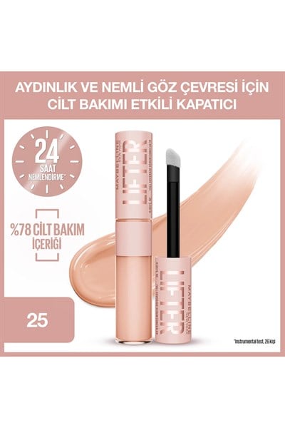 Maybelline New York Lifter Kafein ve Peptitler İçeren Nemlendiren ve Aydınlatan Kapatıcı - 25