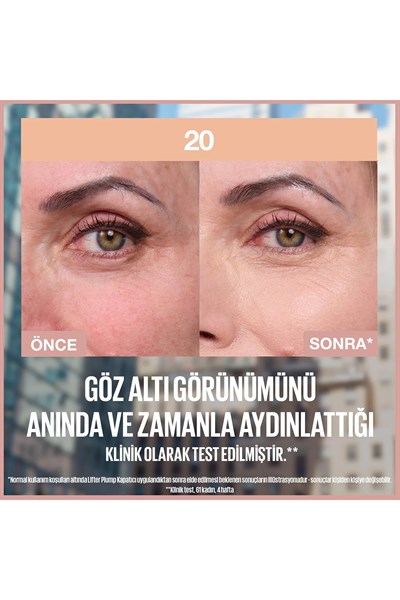 Maybelline New York Lifter Kafein ve Peptitler İçeren Nemlendiren ve Aydınlatan Kapatıcı 20