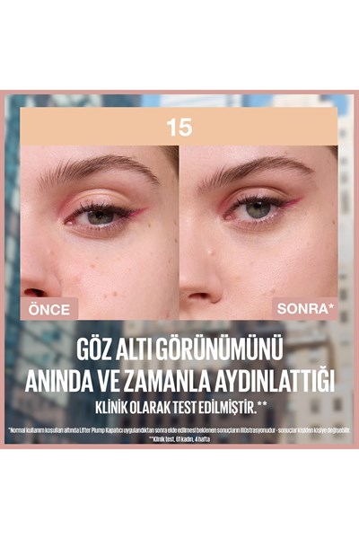 Maybelline New York Lifter Kafein ve Peptitler İçeren Nemlendiren ve Aydınlatan Kapatıcı 15