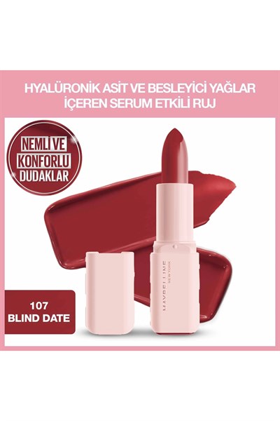 Maybelline New York Serum Etkili Hyalüronik Asit ve Besleyici Yağ İçeren Ruj - 107 Blind Date