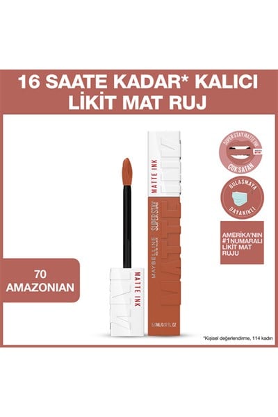 Maybelline New York Super Stay Matte Ink Unnude Likit Mat Ruj 70 Amazonian