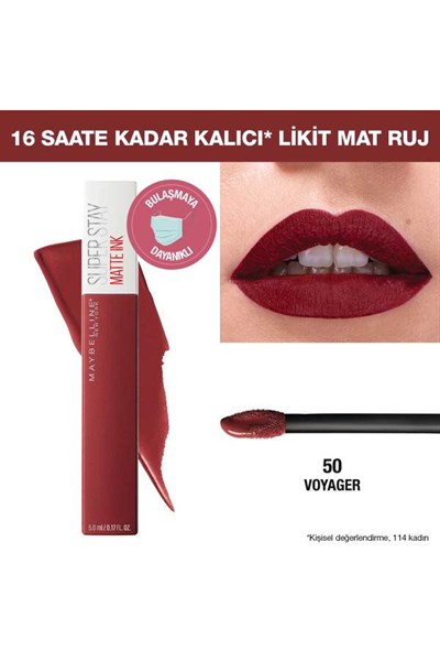 Maybelline New York Super Stay Matte Ink Likit Mat Ruj 50 Voyager