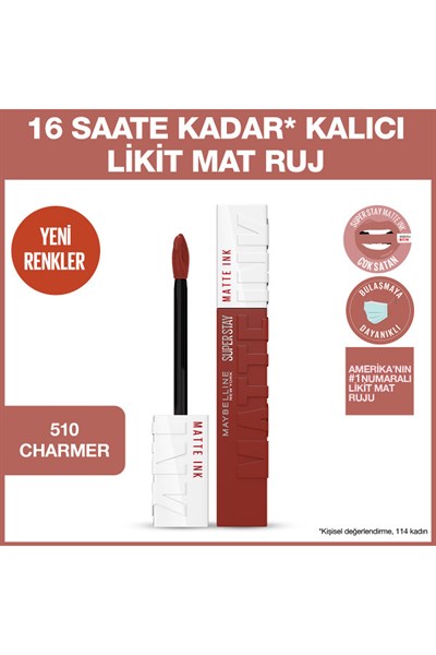Maybelline New York Super Stay Matte Ink Likit Mat Ruj 510 Charmer