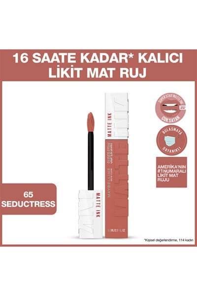 Maybelline New York Super Stay Matte Ink Unnude Likit Mat Ruj 65 Seductress