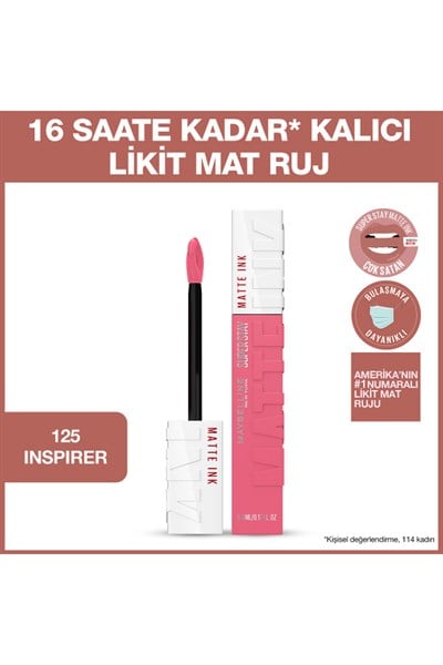 Maybelline New York Super Stay Matte Ink City Edition Likit Mat Ruj 125 Inspirer