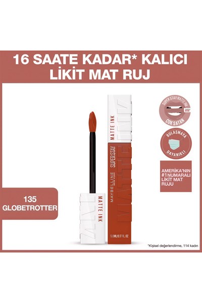 Maybelline Super Stay Matte Ink Liquid Lipstick 5ml - 135 Globe-Trotter - Kahverengi