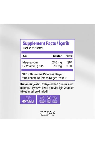 Ocean ExtraMag Magnezyum Bisglisinat + P5P Takviye Edici Gıda 60 Tablet