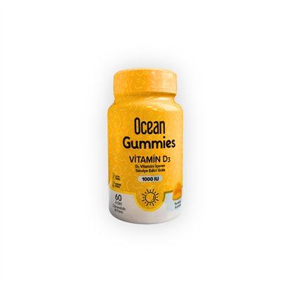 Ocean Gummies Vitamin D3 1000IU 60 Çiğnenebilir Portakallı Jel Form