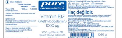 Pure Encapsulations Vitamin B12 1000 Mcg 60 Kapsül