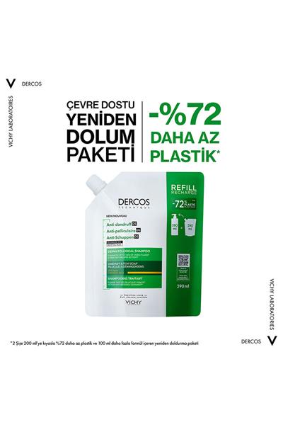 Vichy Dercos Anti Dandruff Kepek Karşıtı Şampuan 390ml - Kuru Saçlar - Refill